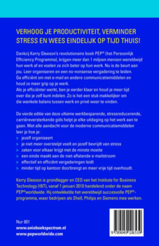 Achterkant van PEP (het persoonlijk efficiency programma)