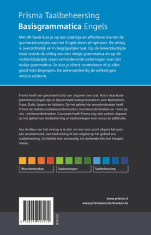 Achterkant van Prisma basisgrammatica Engels