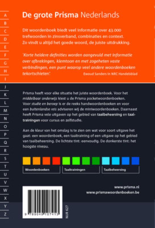 Achterkant van De grote Prisma Nederlands