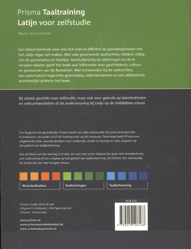 Achterkant van Latijn voor zelfstudie