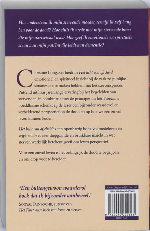 Achterkant van Het licht van afscheid