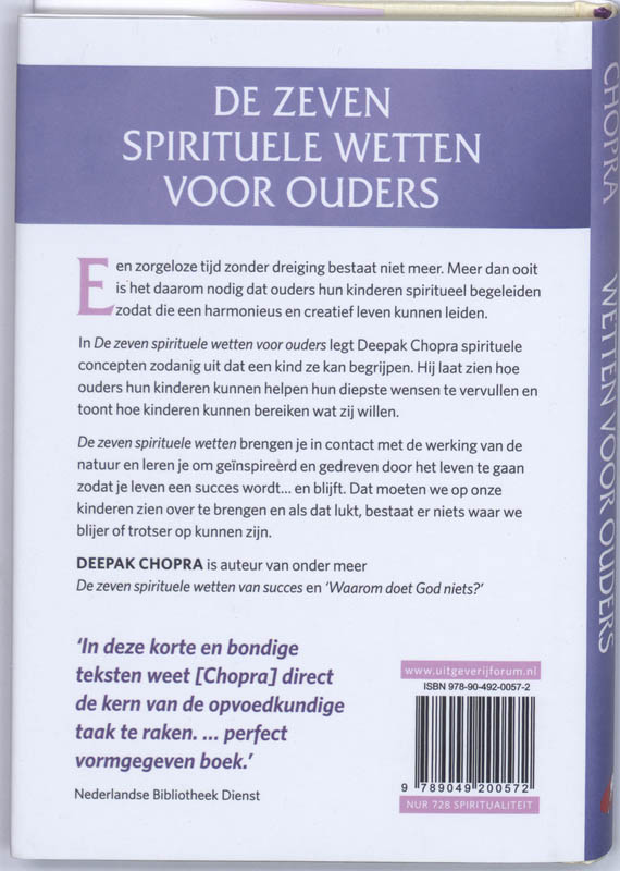 Achterkant van De zeven spirituele wetten voor ouders