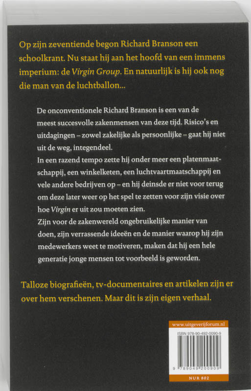 Achterkant van Richard Branson over Richard Branson