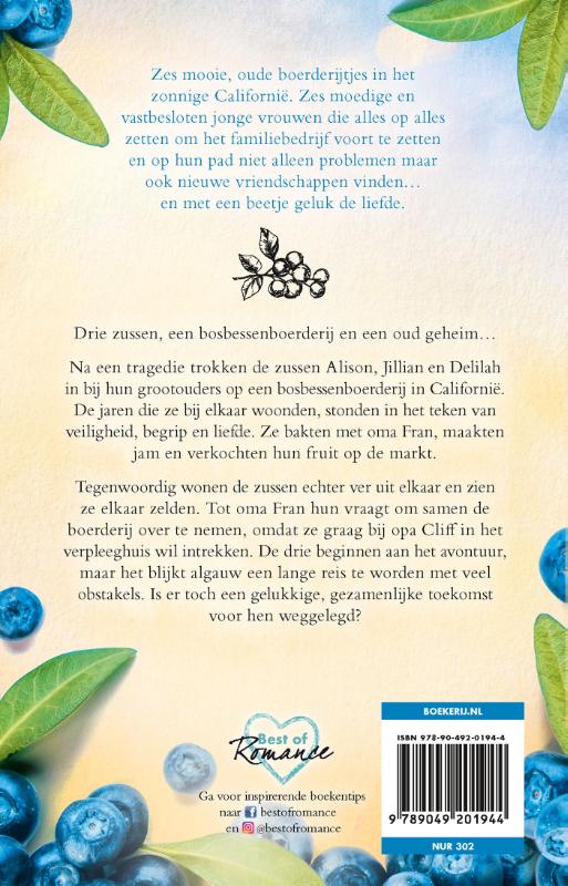 Achterkant van De zussen van de bosbessenboerderij