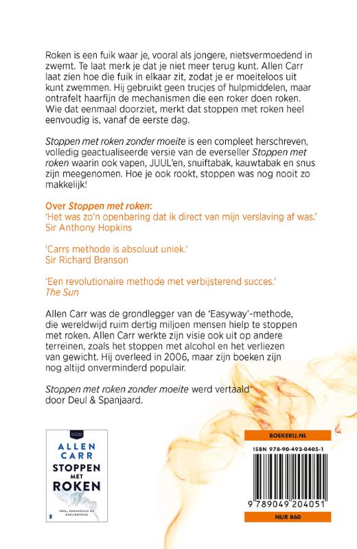 Achterkant van Stoppen met roken zonder moeite
