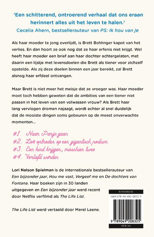 Achterkant van The Life List (Een bijzonder jaar)