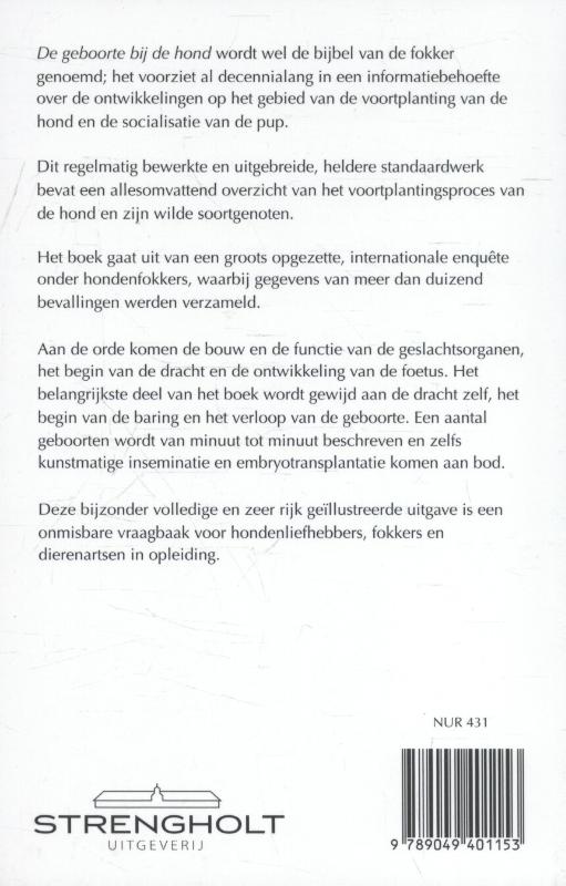 Achterkant van De geboorte bij de hond