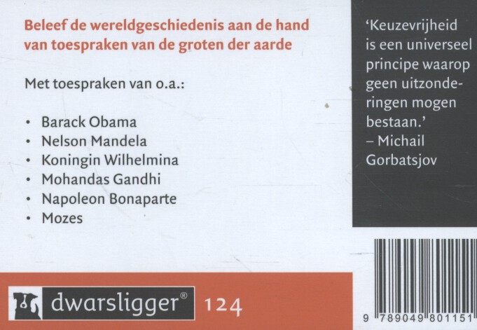 Achterkant van Toespraken die de wereld veranderden