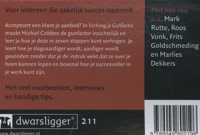 Achterkant van Verhoog je gunfactor