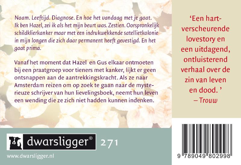 Achterkant van Een weeffout in onze sterren