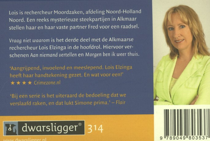 Achterkant van Vraag niet waarom