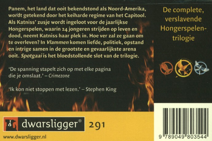 Achterkant van De hongerspelen ; Vlammen ; Spotgaai