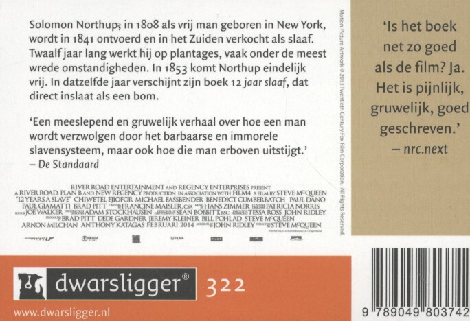 Achterkant van 12 jaar slaaf