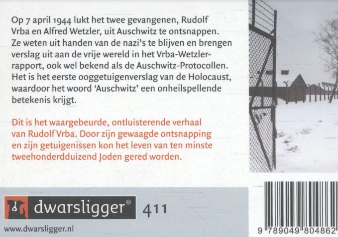 Achterkant van Ik ontsnapte uit Auschwitz