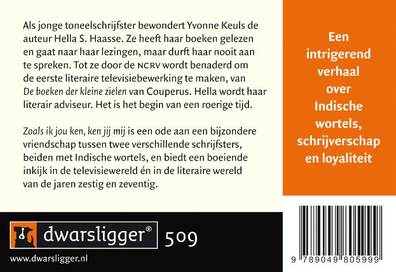 Achterkant van Zoals ik jou ken, ken jij mij