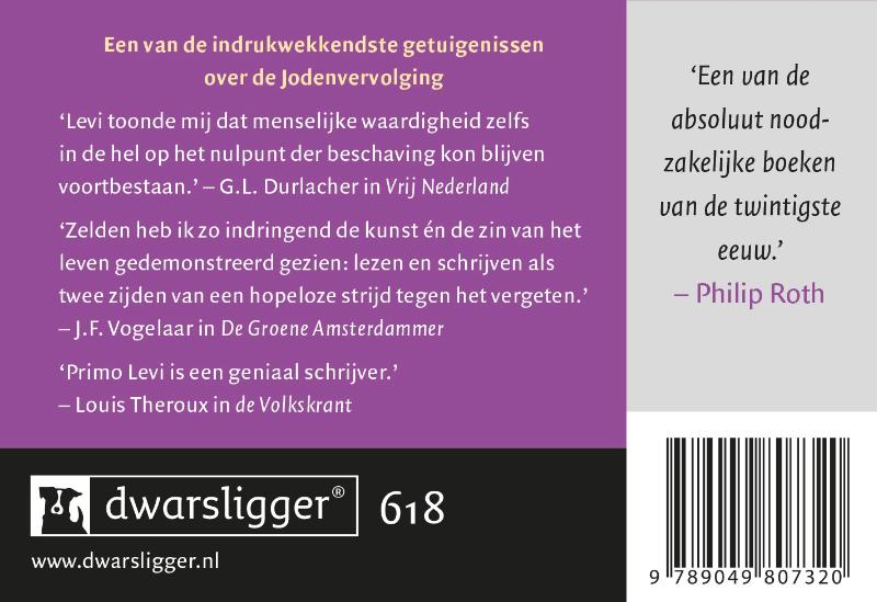 Achterkant van Is dit een mens DL