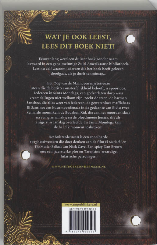 Achterkant van Het boek zonder naam