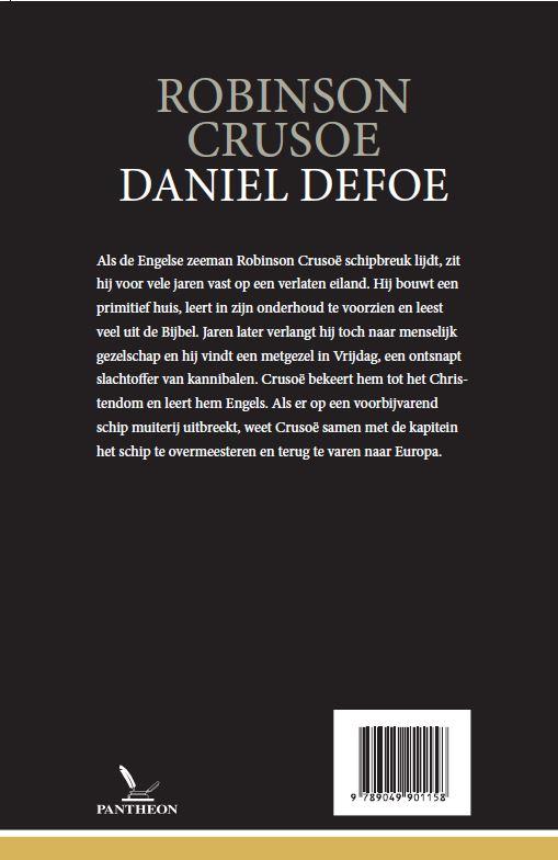 Achterkant van Robinson Crusoe