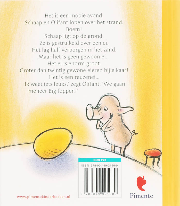 Achterkant van Meneer Big en het gouden ei