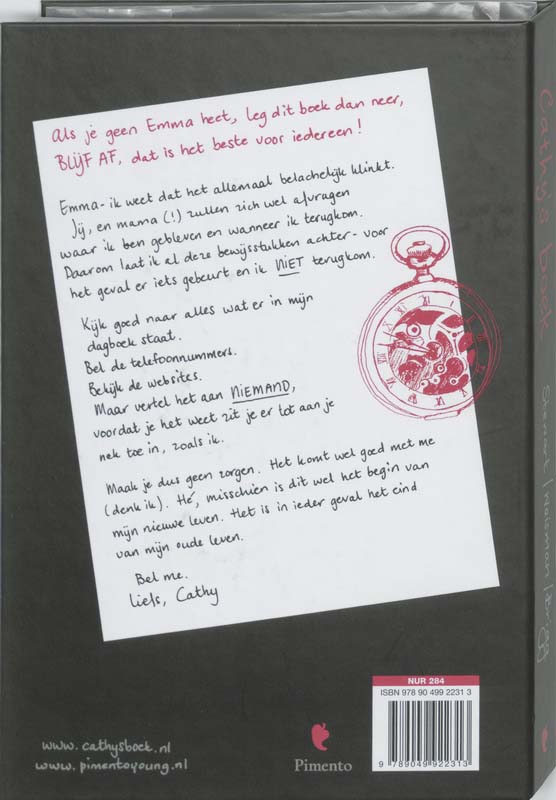 Achterkant van Cathy's boek