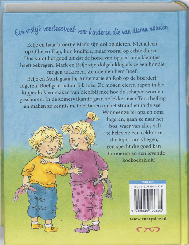 Achterkant van Het grote kwispelstaartjesboek van Eefje, Mark en Boef