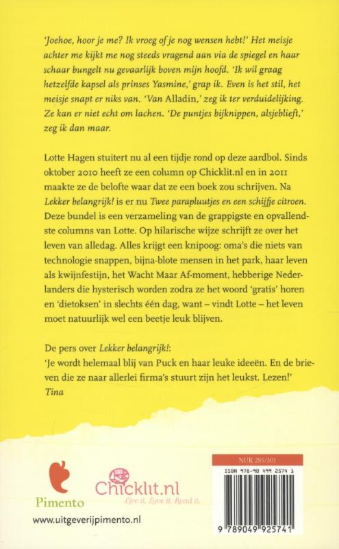 Achterkant van Twee parapluutjes en een schijfje citroen