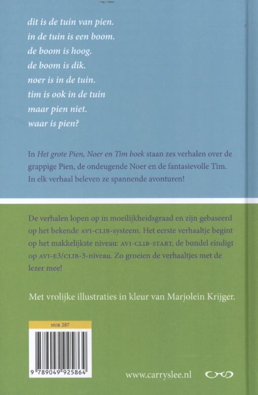 Achterkant van Het grote Pien, Noer en Tim boek