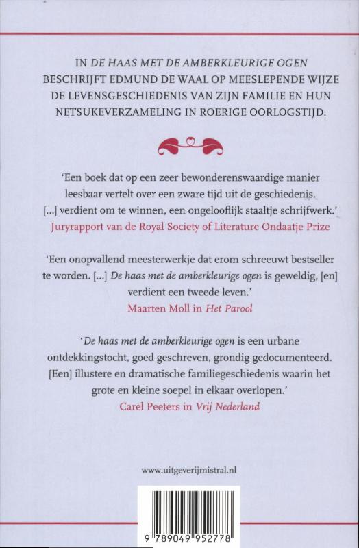 Achterkant van De haas met de amberkleurige ogen