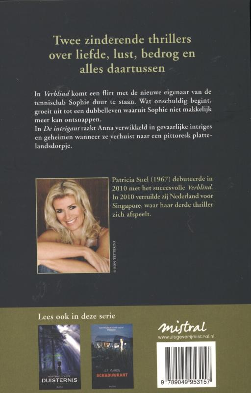 Achterkant van Verblind en De intrigant