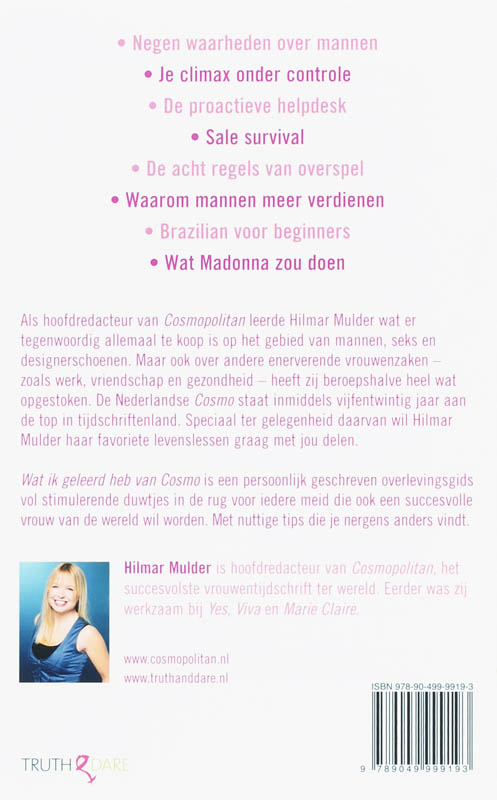 Achterkant van Wat ik geleerd heb van Cosmo