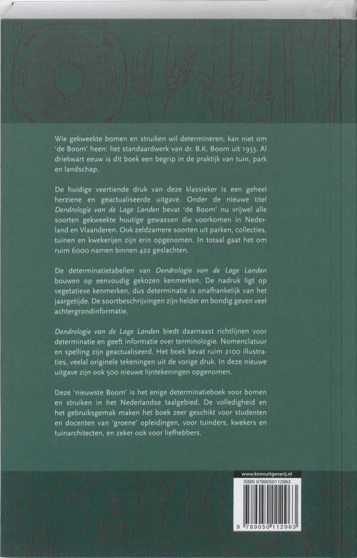 Achterkant van Dendrologie van de Lage Landen