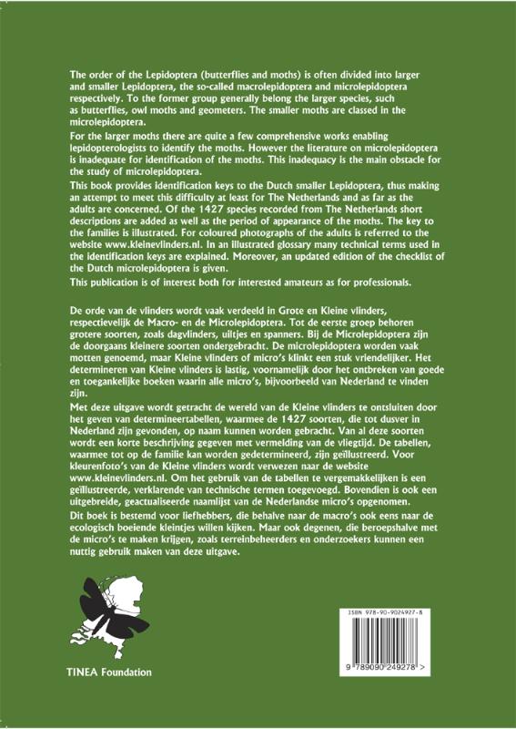 Achterkant van Identification Keys to the Microlepidoptera of The Netherlands