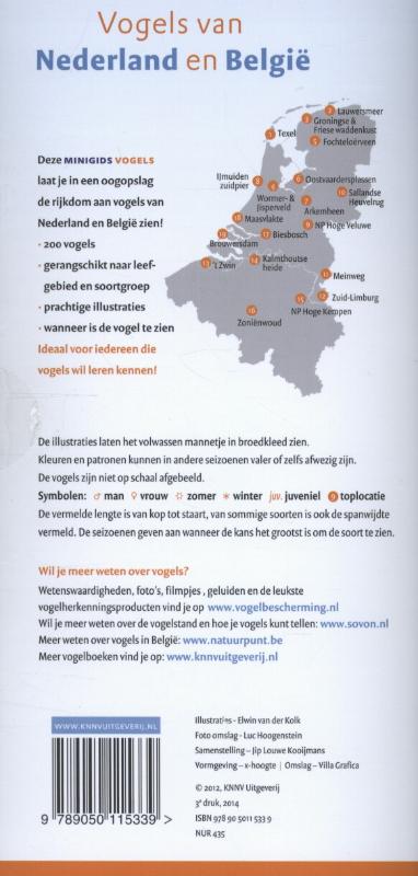 Achterkant van Minigids vogels van Nederland en België