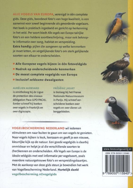 Achterkant van Alle vogels van Europa