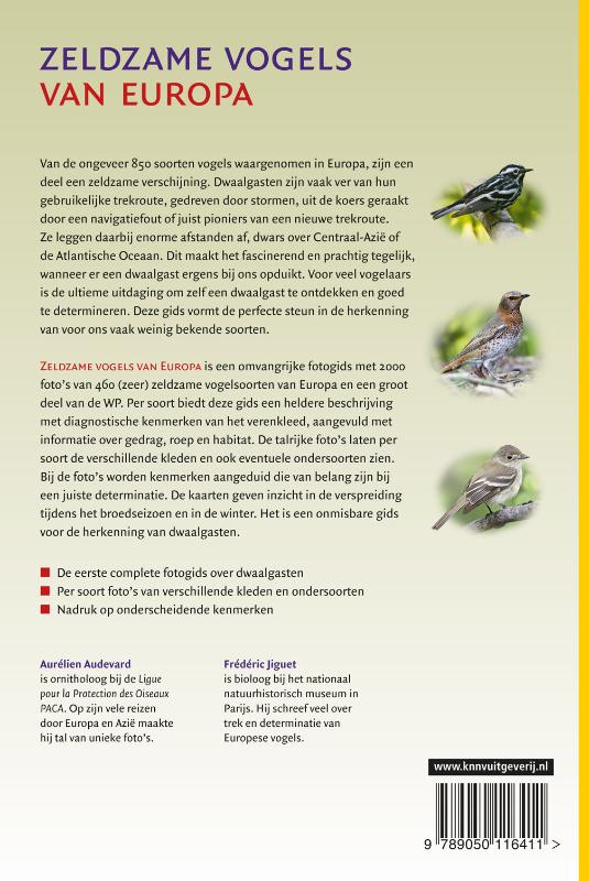 Achterkant van Zeldzame vogels van Europa
