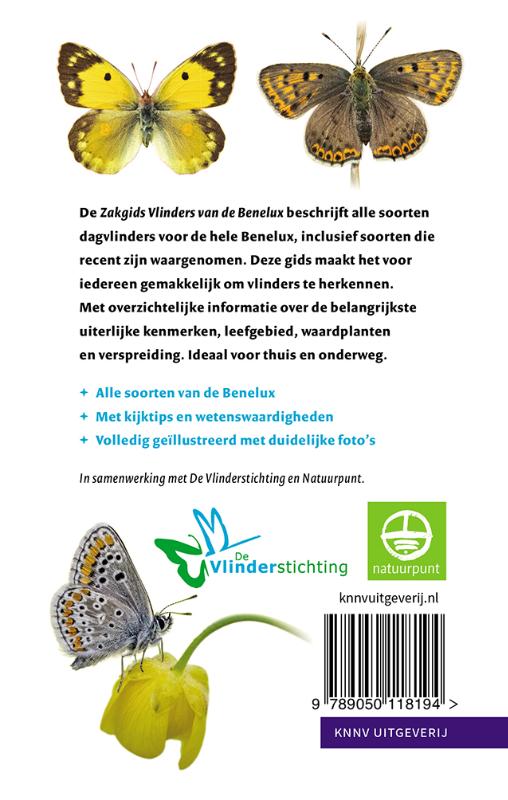Achterkant van Zakgids Vlinders van de Benelux