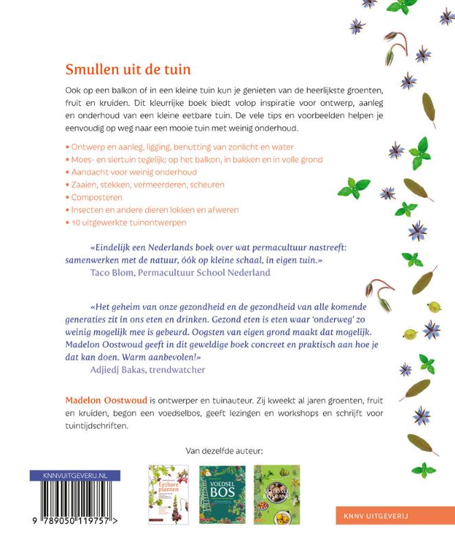 Achterkant van Een kleine eetbare tuin met vaste planten