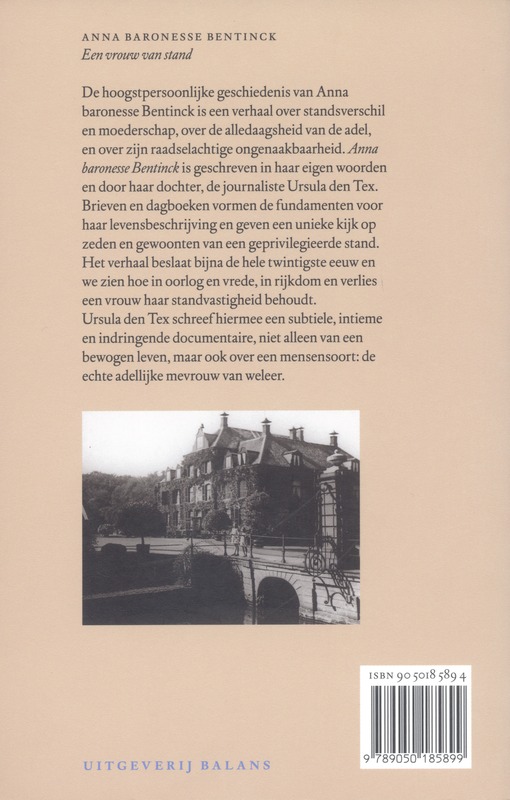 Achterkant van Anna baronesse Bentinck 1902-1989