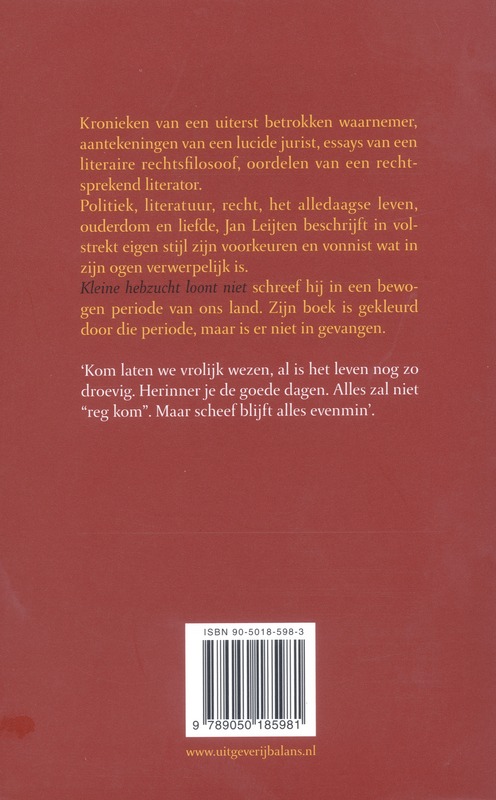 Achterkant van Kleine hebzucht loont niet
