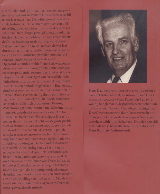 Achterkant van Willem Drees 1886-1988