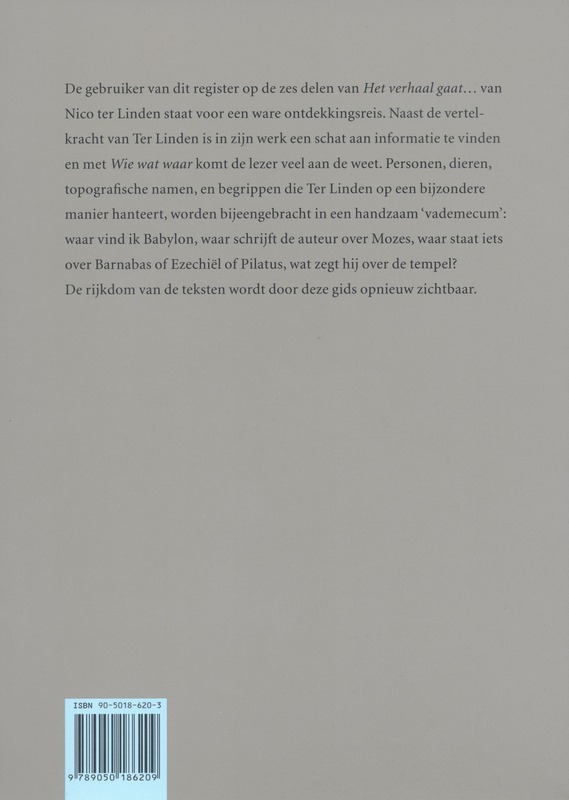 Achterkant van Wie wat waar Het verhaal gaat ...