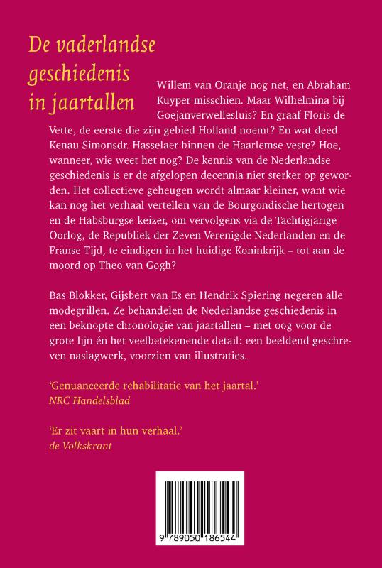 Achterkant van De vaderlandse geschiedenis in jaartallen