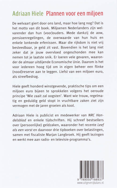 Achterkant van Plannen voor een miljoen
