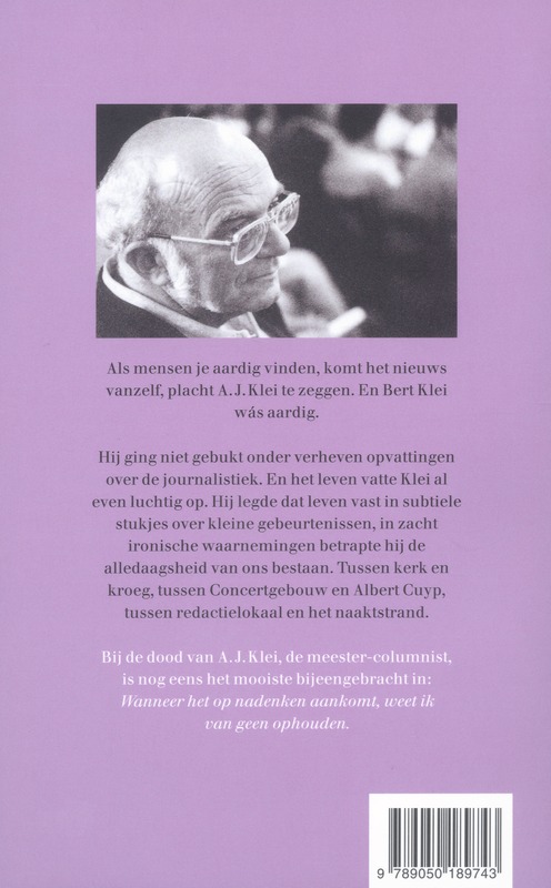 Achterkant van Als het op nadenken aankomt, weet ik van geen ophouden
