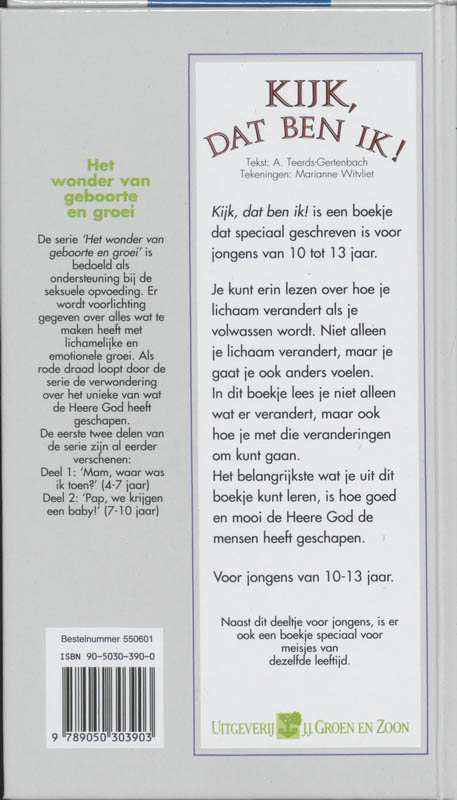 Achterkant van Kijk, dat ben ik! voor jongens van 0-13 jaar