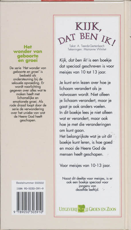 Achterkant van Kijk, dat ben ik! voor meisjes van 10-13 jaar