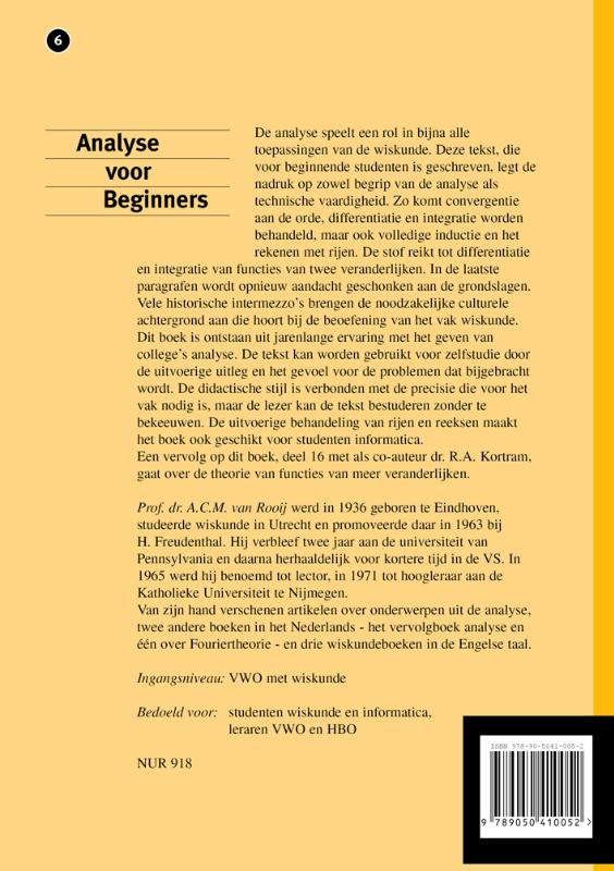Achterkant van Analyse voor beginners