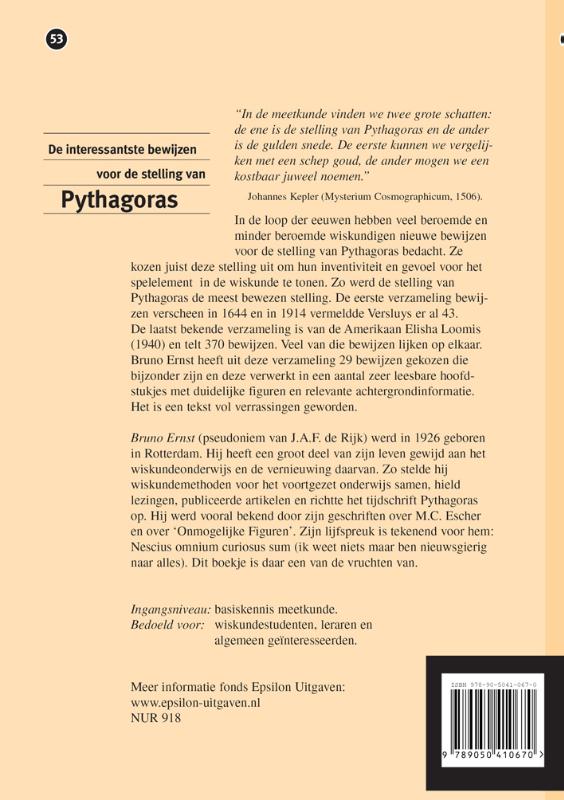 Achterkant van De interessantste bewijzen van de stelling van Pythagoras