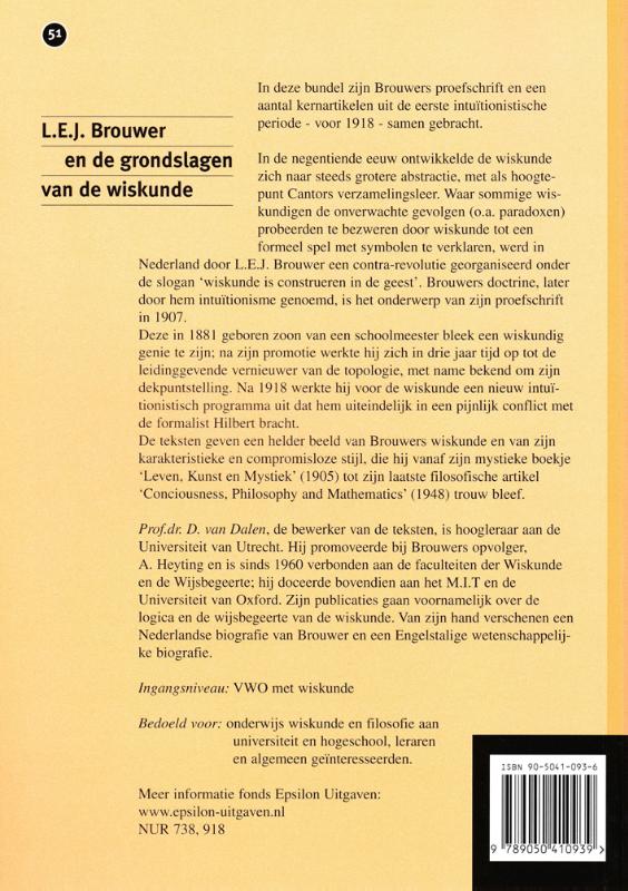 Achterkant van L.E.J. Brouwer en de grondslagen van de wiskunde