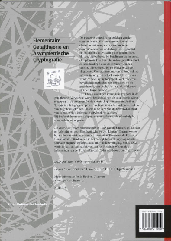 Achterkant van Elementaire getaltheorie en asymmetrische cryptografie